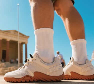 Barefoot Shoes HUSKSWARE для жінок та чоловіків – широка передня частина, неслизька підошва, дихаючі, посилені люверси для фітнесу, трейлраннінгу, хайкінгу та повсякденного використання. Колір: білий (колір: коричневий, розмір: 39 EU)