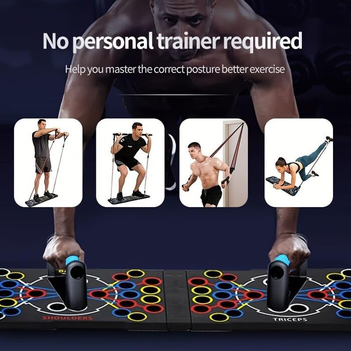 Багатофункціональна дошка для віджимань на 54 отвори — тренажер для м'язів грудей, рук та преса для дому, підходить для чоловіків та жінок