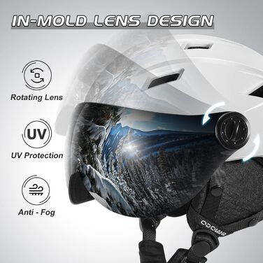 Шолом для сноуборду та лиж Odoland, легкий гоночний шолом з візором, для чоловіків та жінок, розмір S (52-55 см), колір хакі