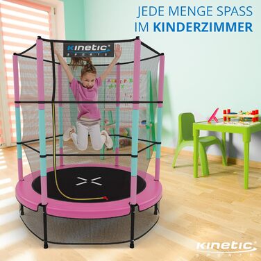 Дитячий батут KINETIC SPORTS Jumper 140 см із захисною сіткою, гумовою підвіскою та м'яким каркасом для дому