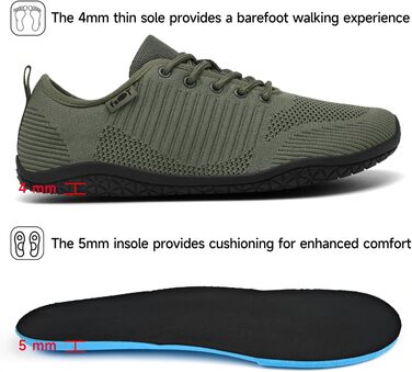 Geweo Взуття для пішохідних прогулянок (Barfuss Schuhe) для жінок та чоловіків: легкі, дихаючі, з широкою передньою частиною та Zero-Drop підошвою, розмір 37-47