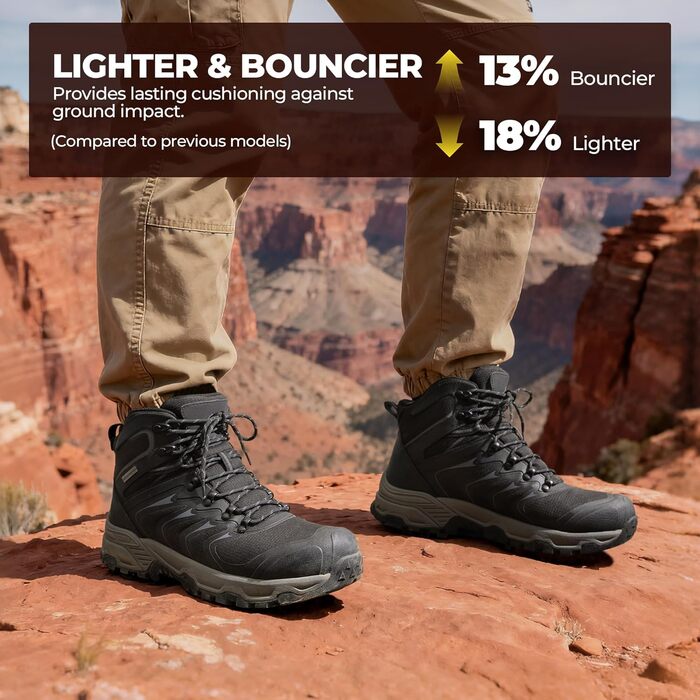 Чоловічі водонепроникні трекінгові черевики NORTIV 8 для хайкінгу та кемпінгу, чорно-сі, 43.5 EU