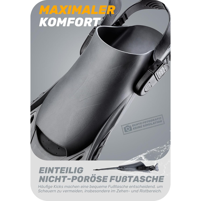 CAPAS Ласти для снорклінгу та дайвінгу, дорослі, чорні, L/XL (42-47), регульовані, відкрита п'ятка