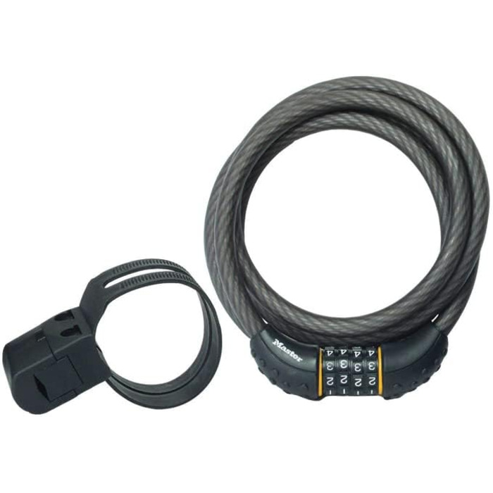Кодовий тросовий замок Master Lock 8122D, 1,8 м, чорний, для велосипеда