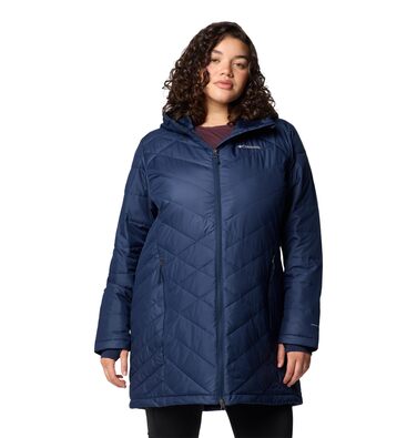 Жіноча зимова куртка-пальто Columbia First Generation Heavenly Long з капюшоном, темно-синя (Collegiate Navy), розмір XL