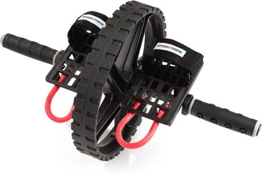 Ролик для пресу Sport-Thieme Power AB Wheel Pro з ручками та педалями, до 100 кг, чорно-червоний