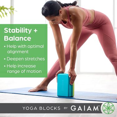Килимок для йоги та пілатеса Gaiam Yogablock, м'який протиковзкий EVA-пінопласт без латексу, рожевий