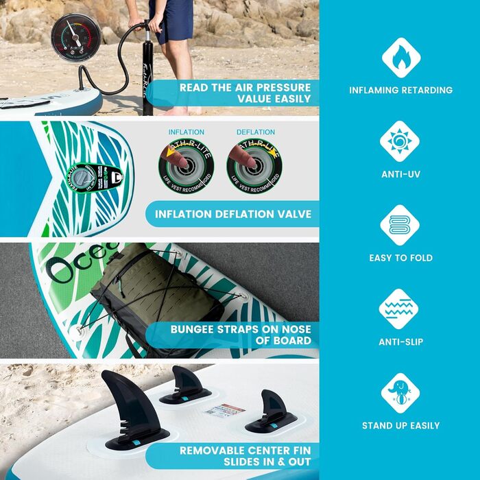 Надувна SUP-дошка FunWater для дорослих, комплект: весло, насос, рюкзак, шнур, водонепроникна сумка, для серфінгу та океану
