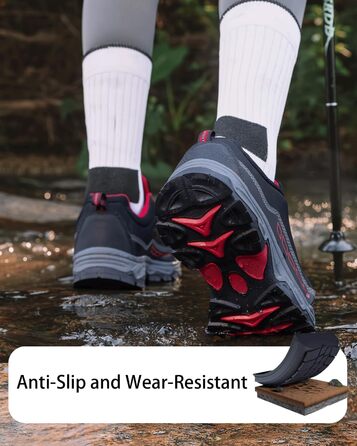 Черевики для хайкінгу/туризму (чоловічі/жіночі), водонепроникні, легкі, розмір 37-46 EU, чорно-червоні