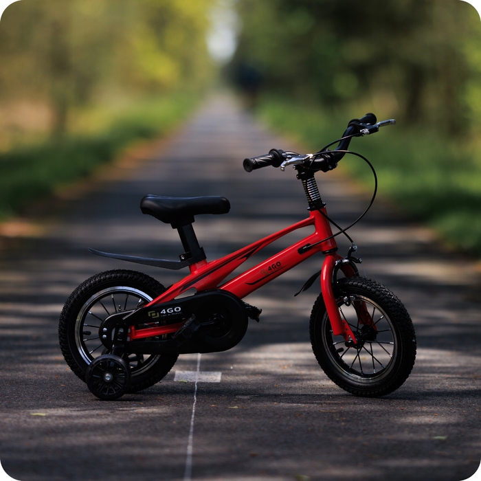 Дитячий велосипед 16 дюймів із бічними колесами, червоний