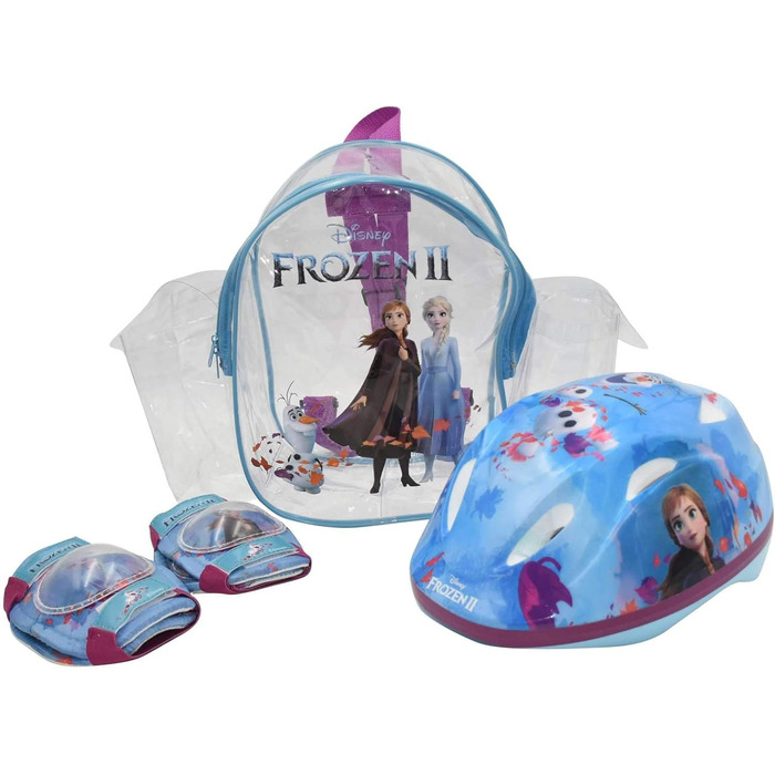 Дитячий захисний комплект Disney Frozen II: велосипедний шолом 51-55 см, наколінники, налокітники, сумка