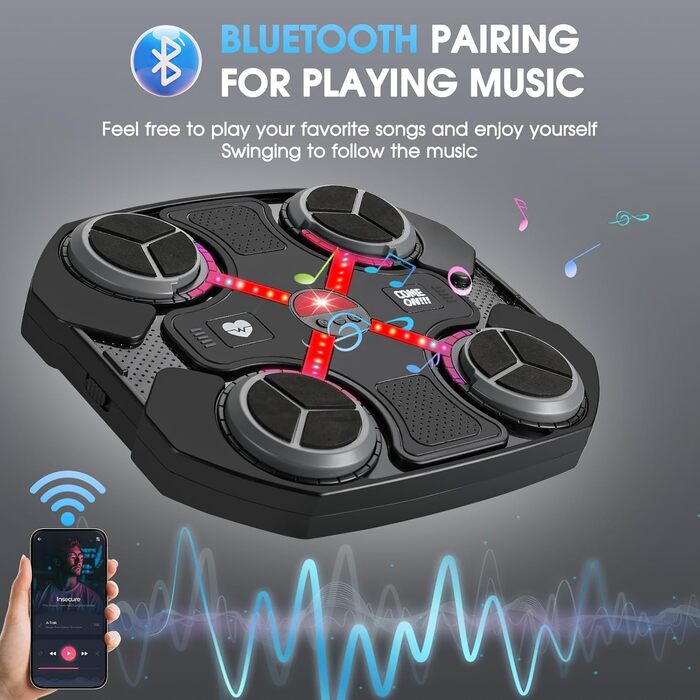 Tuocal Музична боксерська машина з рукавичками, Bluetooth, настінна, 3 швидкісних режими та режим підрахунку, музичний тренажер для боксу для дорослих і дітей, безпечні тренування