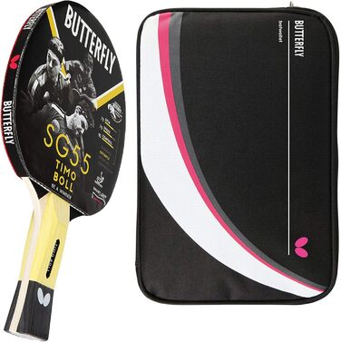Настільний тенісний ракетка Butterfly Timo Boll SG55 для хобі та тренувань, для досвідчених гравців, ITTF сертифікований наклад Pan Asia, анатомічна ручка smart.Grip, комплект з чохлом DC2