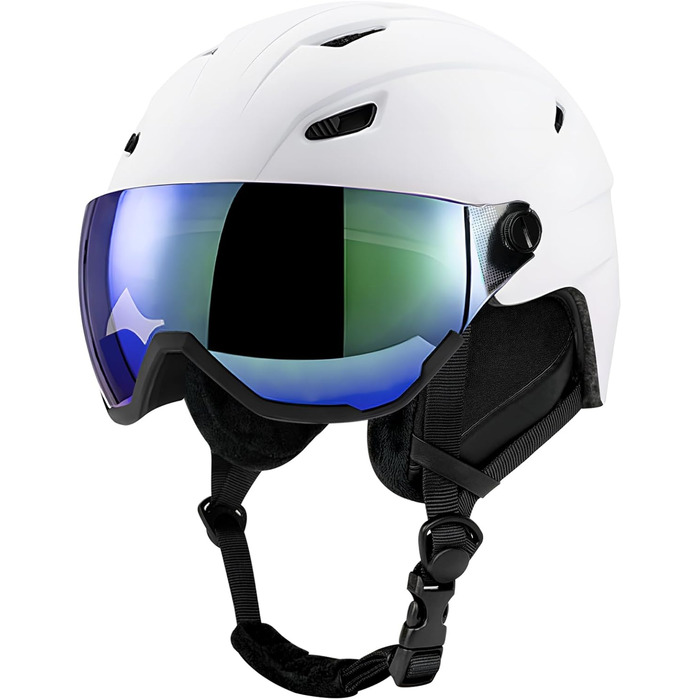 Шолом для лиж та сноуборду з маскою UV400, білий, унісекс, M