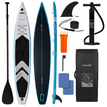 SUP дошка SereneLife Race надувна 427x71 см, комплект для сплаву та змагань, швидка, з антиковзким покриттям, для досвідчених