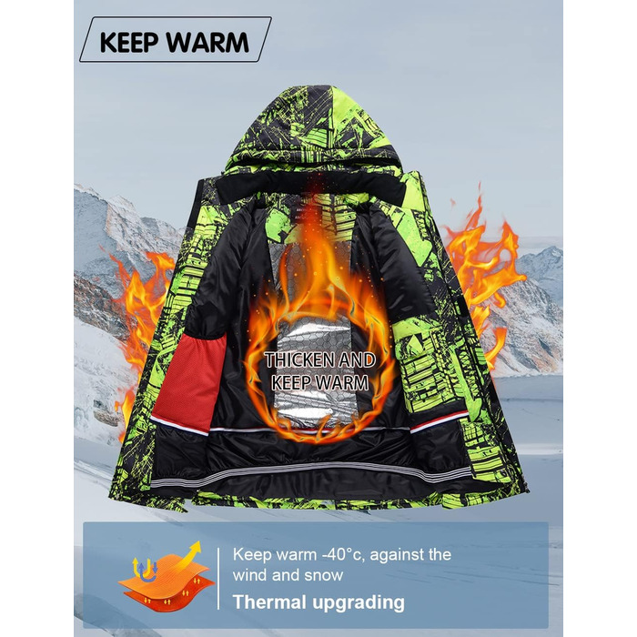 WOWULOVELY Зимовий комбінезон для чоловіків, водонепроникний, вітронепроникний, комплект куртки та штанів, ізольований, для сноуборду та катання на лижах, XXL, колір зелений