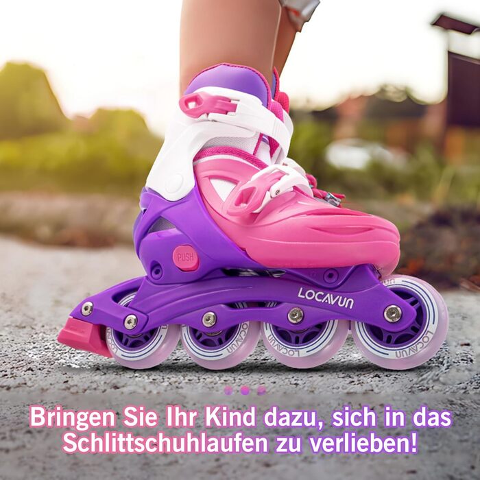 Дитячі ролики Inliner Kinder 36-40 EU, розміри 26-29, 29-34, 30-35, фіолетовий та червоний, PU колеса 82A