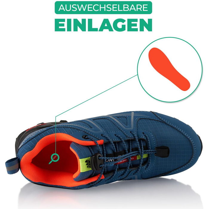 Черевики для трекінгу та трейлраннінгу для жінок та чоловіків. Дихаючі туристичні черевики. Колір: блакитний, сірий. Розмір: 46 EU