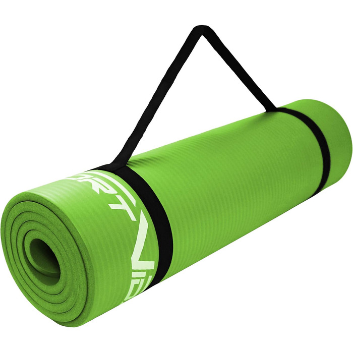 Килимок для йоги SportVida з нековзким покриттям - NBR, 180 x 60 x 1 см, для дому, з сумкою, фітнес, 6 кольорів