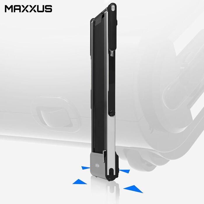 Бігова доріжка MAXXUS M8 електрична 2 к.с. 12 км/год, 125x45 см, Bluetooth, LCD, додаток, складна, тримач для планшета, фітнес для дому та офісу, червона/срібляста/бронзова