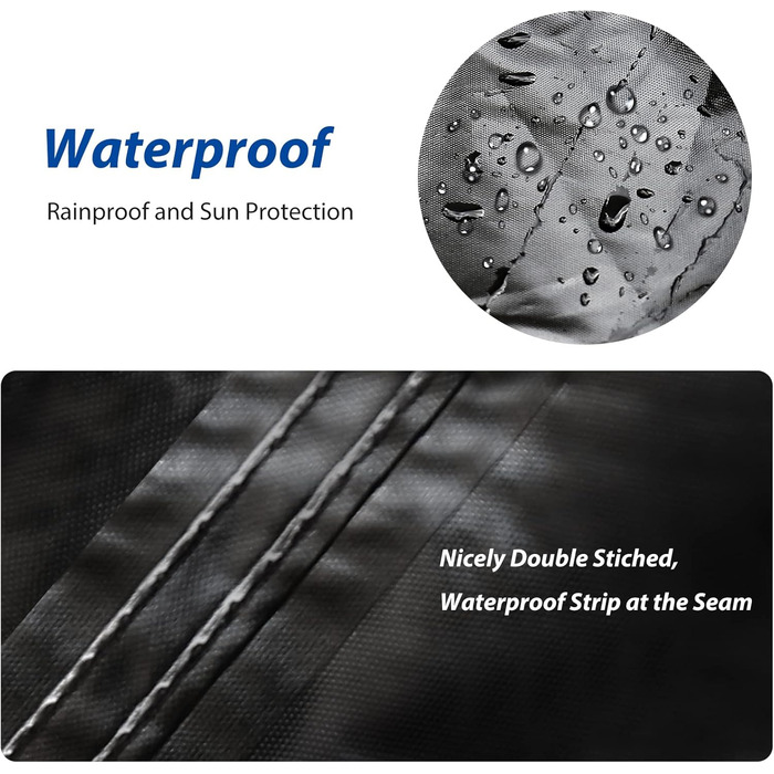 Водонепроникний чохол для мотоцикла 210D Oxford, зимовий, з отворами для замка, 245x105x125 см (Harley-Davidson, Honda, Suzuki, Kawasaki)