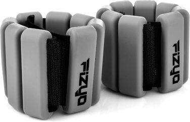 Регульовані вантажі на зап'ястя Fizyo – комплект з 2 шт. Міцні та портативні вантажі для зап'ястя та щиколоток для йоги, танців, балету, пілатесу, кардіо, аеробіки, ходьби (Сірий, 2x225г)