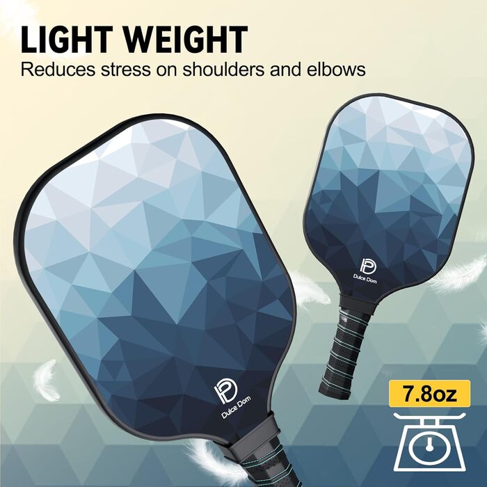 Набір піклбол-ракетки DULCE DOM (2/4 шт.) з м'ячами та сумкою, схвалено USAPA, скловолокно/вуглеволокно, для гри в приміщенні та на вулиці
