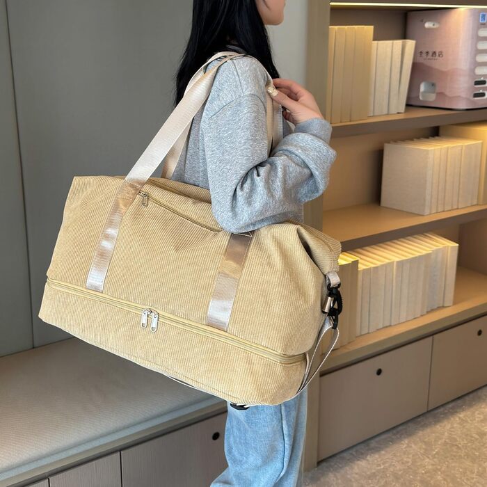 Спортивна сумка-валіза для жінок, 35L, Weekender, Travel Duffle Bag з відділенням для взуття та мокрих речей, пляжна/тренувальна сумка, ручна поклажа для спортзалу, подорожей, відпочинку (Хакі)