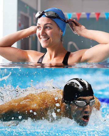 Окуляри для плавання Zerhunt для чоловіків, жінок, дітей. Антизапітніння та захист від УФ. Окуляри для дайвінгу та водного спорту. Подарунок для чоловіків, жінок, дівчаток та хлопчиків 10+. Чорний/сріблястий колір.