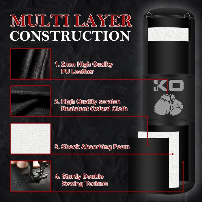 Набір боксерського мішка Boxsack Hängend Set, 120 см, преміум-якість, для боксу, кікбоксингу, MMA, грэпплінгу, карате та інших єдиноборств