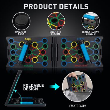 Дошка для віджимань Push Up Board, 24 в 1, складана, портативна, з двома ручками. Багатофункціональний стенд для віджимань. Ефективне тренування м'язів для чоловіків та жінок