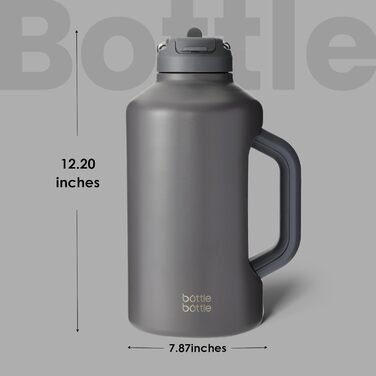 Термобутилка BOTTLE BOTTLE із нержавіючої сталі з подвійною кришкою та трубочкою, спортивна вакуумна пляшка для чоловіків, для тренувань, бейсболу, футболу, сіра, з ручкою