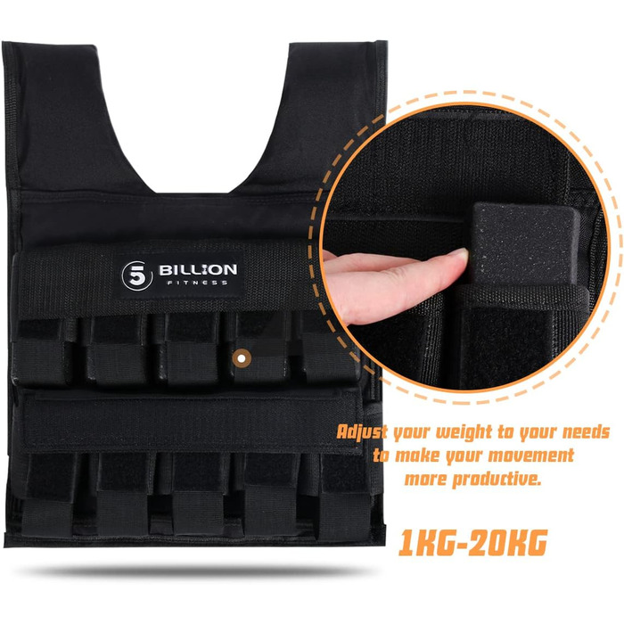Утяжелитель 5BILLION FITNESS Monstervest (1-20 кг) для силових тренувань, чорний