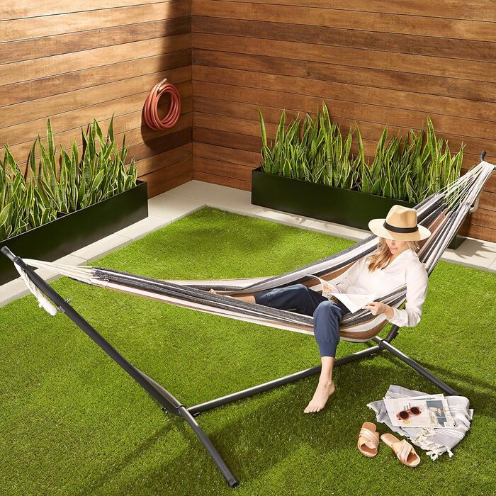 Гамак Amazon Basics з підставкою, тканинний, 117x300x100 см, багатоколірний
