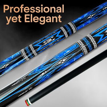 Професійний більярдний кий Billard-Queuestab з кейсом, наконечник 13 мм, довжина 147,3 см, канадський клен, вага 18,19,20,21,22 г (на вибір), блакитний, чорний, червоний, сірий, зелений (Saphir, 20 oz)