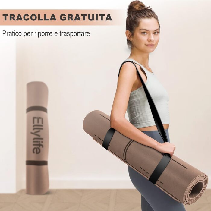 Йога мат Natura Rubber: антибактеріальний, неслизький, для фітнесу та занять йогою вдома, 183x61x0,5 см