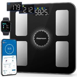 Ваги Bluetooth для аналізу складу тіла Personenwaage: ваги для вимірювання жиру, BMI, 20 показників, до 180 кг, iOS/Android