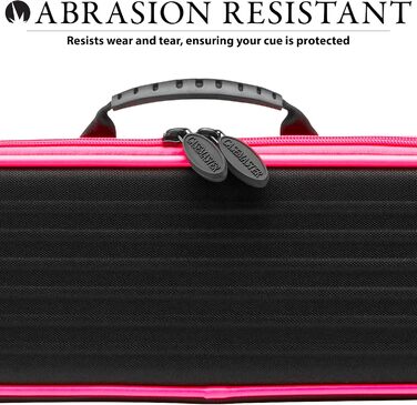 Чохол для більярдного кия Casemaster Parallax, 600D Оксфорд, міцний поліестер, з м'якою підкладкою, для одного двосекційного кия (чорний з рожевими краями)
