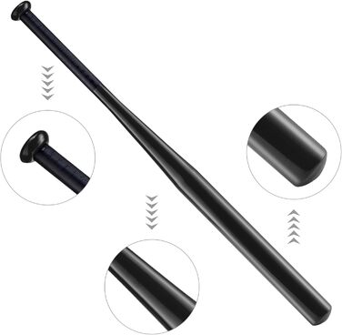 Бейсбольна бита 82 см, сталь, для бейсболу та софтболу, спортивне обладнання, чорна, алюміній