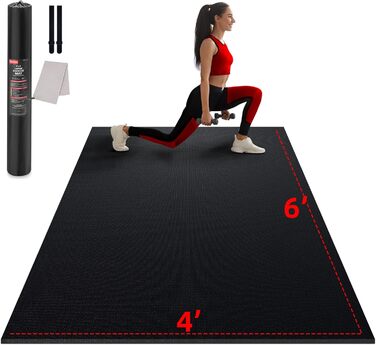 Йога-мат GymCope XXL 183x122 см, товщина 7 мм, нековзкий фітнес-килимок для тренувань вдома, кардіо, стрибків, високої щільності, чорний