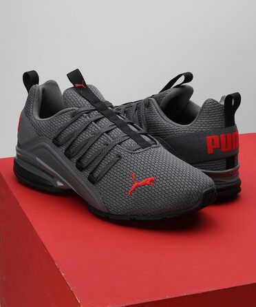 Кросівки Puma Axelion Refresh для чоловіків, 44.5, чорний, темно-сірий, червоний