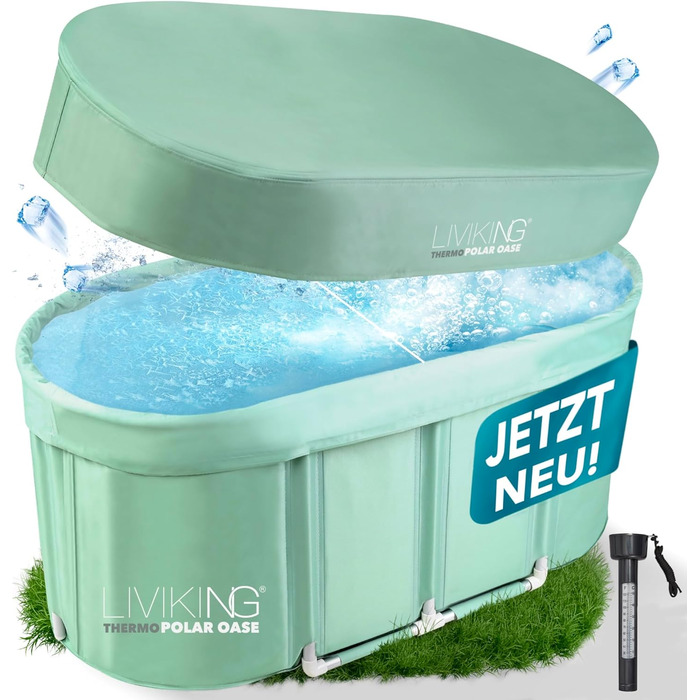 Тонна для крижаних ванн Eisbad, 120 см, комплект KOMFORT, для дорослих, мобільна, Outdoor, зелений евкаліпт, ThermoPolar Oase