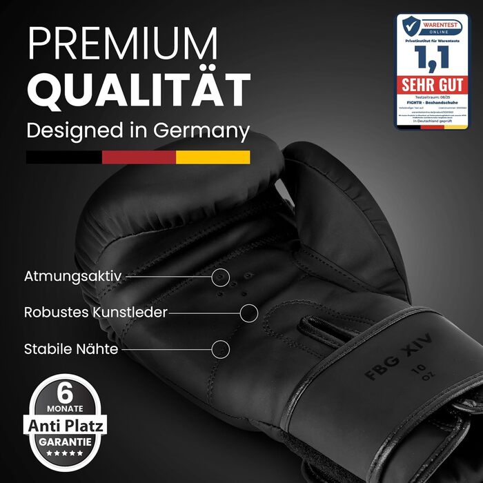 Боксерські рукавички FIGHTR® - Максимальний захист та стабільність | Для боксу, MMA, муай-тай та кікбоксингу | Розміри 8-16 oz, з сумкою 10 oz All Black