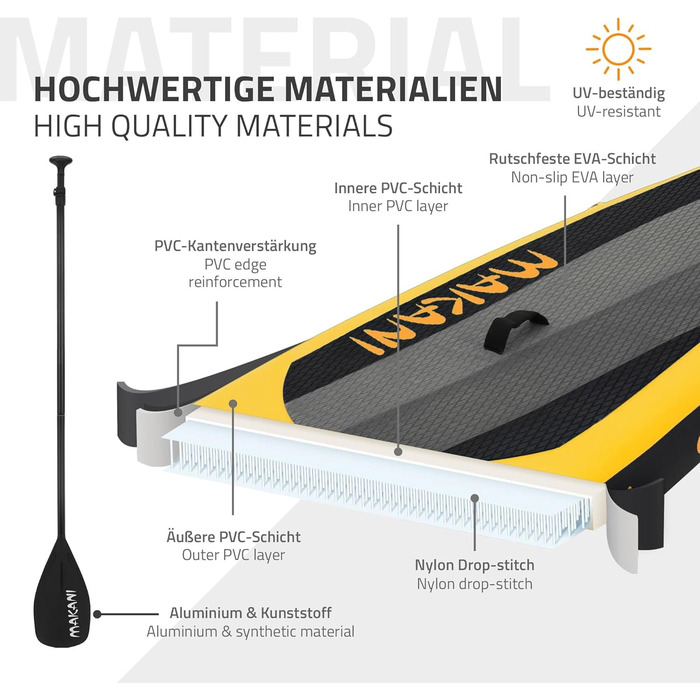 Надувна SUP-дошка ECD Germany 305–380 см, до 150 кг, комплект із веслом і сидінням для каяка