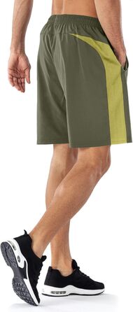 Шорти спортивні чоловічі HMIYA, швидковисихаючі, з кишенею на блискавці, світло-зелені (XXL)