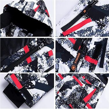 Чоловічий зимовий костюм Hotian: комплект куртки та штанів для катання на лижах, сноуборді та активного відпочинку. Розмір L, колір: червоно-білий+помаранчевий