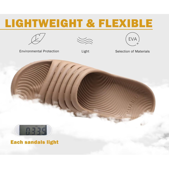 Ортопедичні відновлювальні сандалі KuaiLu для жінок, комфортні та легкі тапочки при плантарному фасціїті, розвантаження суглобів та спини, колір бежевий, розмір 40 EU