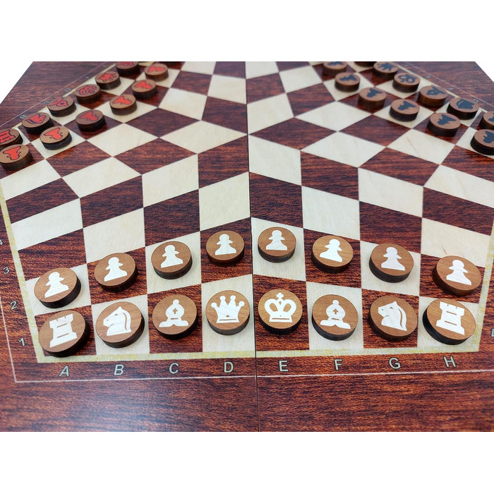 Дерев'яний 3-в-1 набір: шахи, нарди, шашки ChessEbook, 48x48 см, складаний, ручна робота