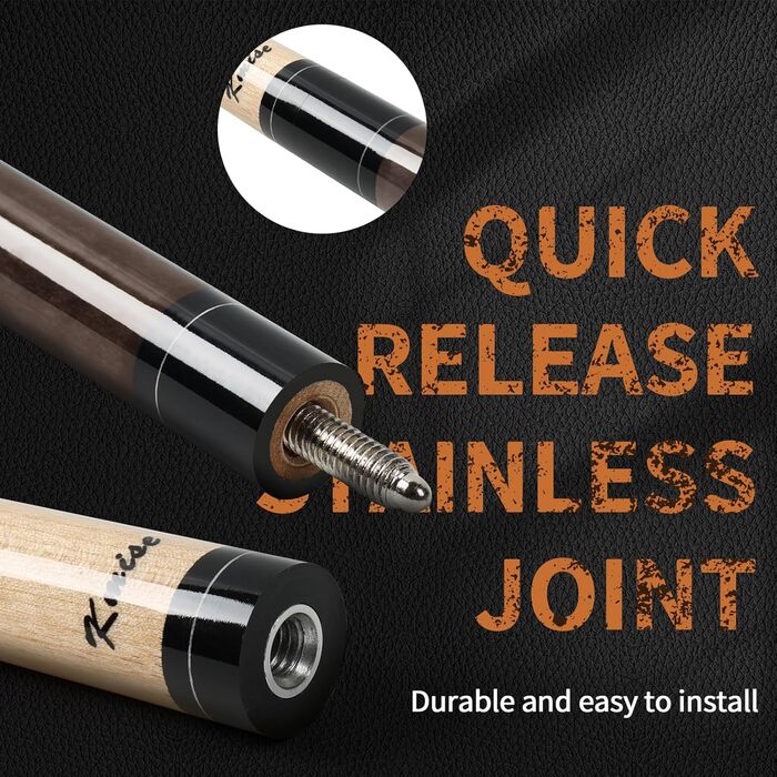 Професійний більярдний кий Kmise з низькою відволікаючою обшивкою, 147 см, канадське кленове дерево, 13 мм шкіряний наконечник, 3D протиковзкий хват, точний контроль для дорослих/початківців/професіоналів (Коричневий (510 г))