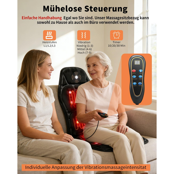 Електрична масажна подушка для спини та шиї з підігрівом та вібрацією. Масажна подушка для крісла, для дому та офісу